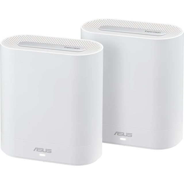 ASUS ExpertWiFi EBM68 – to hvide mesh-enheder set skråt forfra