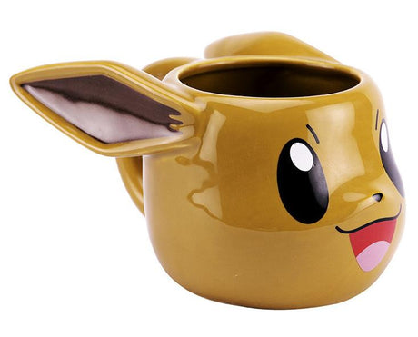 Brunt Pokémon Eevee 3D-krus, set fra siden med ansigt og ører