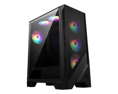 MSI MAG FORGE 120A AIRFLOW – sort PC-kabinet – front og glasside
