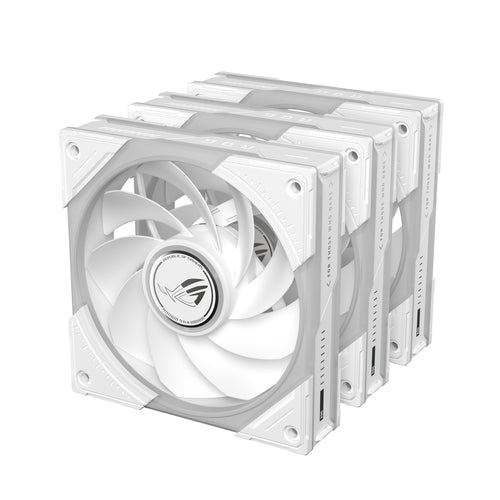 ASUS ROG Eurux GR120 ARGB Reverse Fan White Edition - Triple Pack – set skråt forfra (vinkel 11)