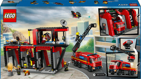 LEGO 60414 City Fire Station with turntable ladder vehicle, construction toy LEGO