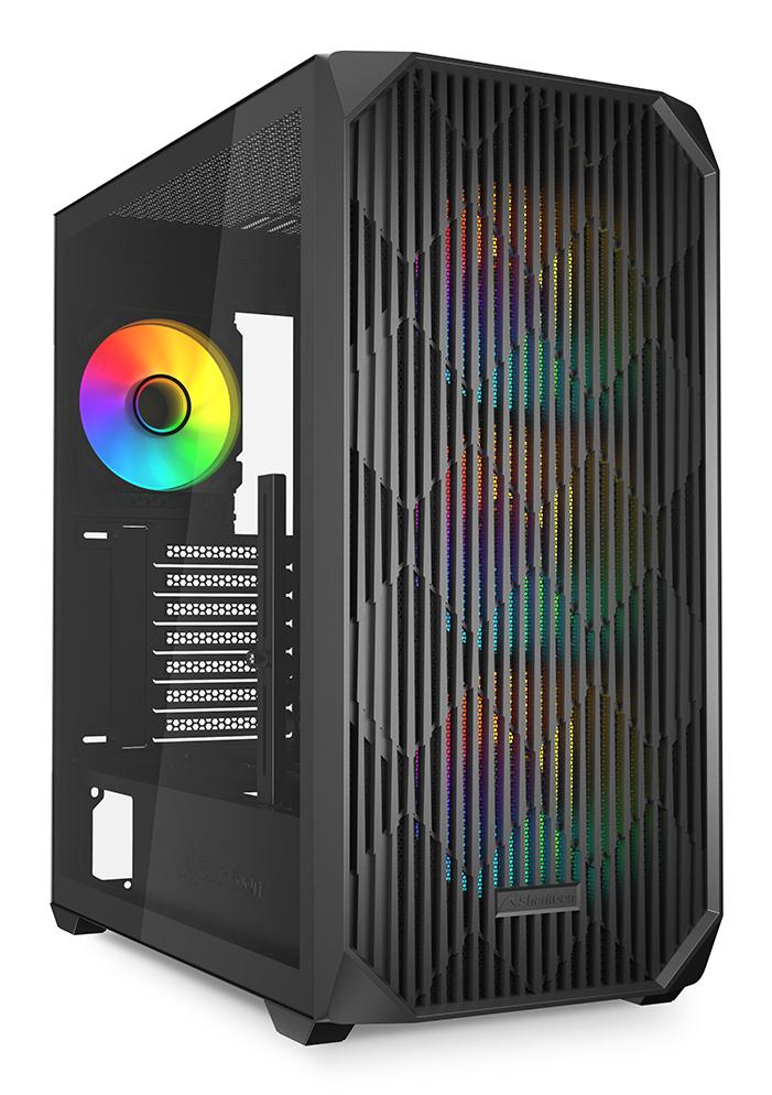 Sharkoon AK3 RGB Black Mesh Front Tempered Glass 4x 120mm ARGB PWM Fans USB-C BTF ATX Gaming PC Case Sharkoon