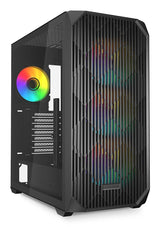 Sharkoon AK3 RGB Black Mesh Front Tempered Glass 4x 120mm ARGB PWM Fans USB-C BTF ATX Gaming PC Case Sharkoon