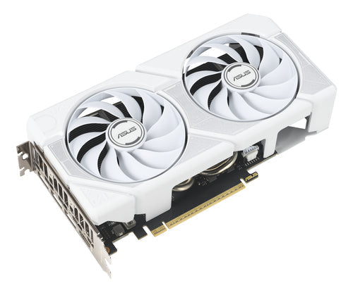 ASUS Dual -RTX5060TI-O8G-WHITE – set skråt forfra (vinkel 2)