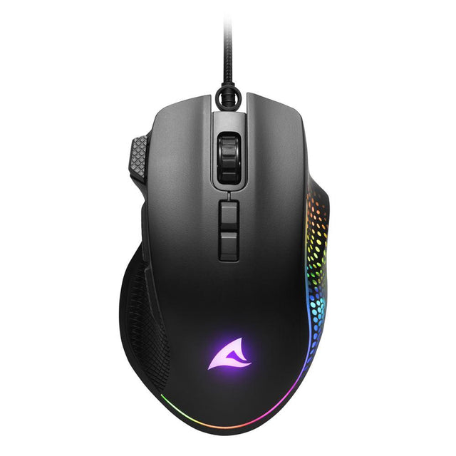 Sort Sharkoon SHARK Force 3 gamingmus med RGB-lys og USB-kabel