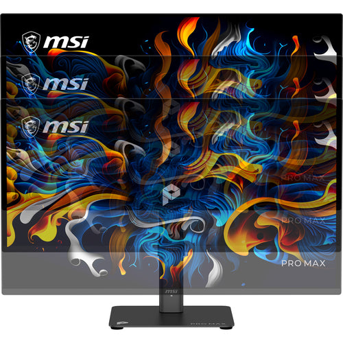 MSI PRO MAX 271UPX12G – 26,5″ skærm, 3840 × 2160, 120 Hz – højdejustering illustreret