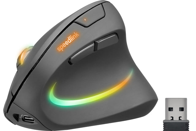 Speedlink - PIAVO PRO Illuminated Rechargeable Vertical Ergonomic Mouse - wireless, rubber-black Speedlink