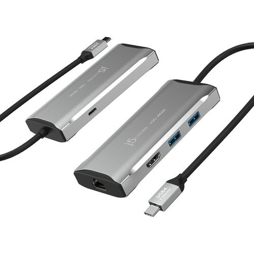 j5create – 4K/60 Hz USB-C rejsedock med 10 Gbit/s USB – To vinkler af docken