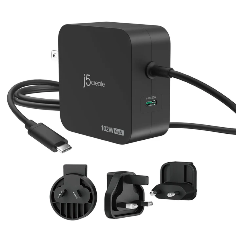 j5create JUP25102V-N 102 W GaN USB-C-oplader – produktbillede 7