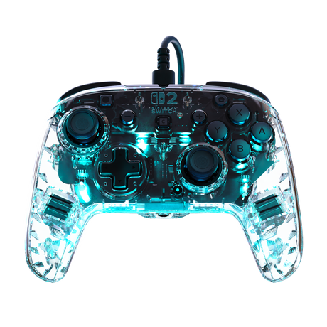 Turtle Beach Afterglow Clear Wired – Switch-controller – Front med turkis lys