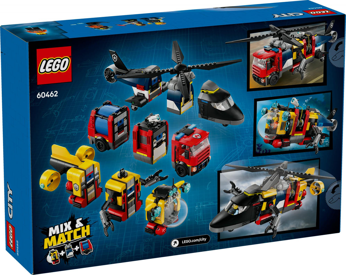 LEGO 60462 City Combination Set with Helicopter, Fire Truck and Submarine, Construction Toy LEGO