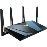 ASUS RT-BE88U Wi-Fi 7-router med fire antenner set skråt forfra