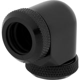 CORSAIR Hydro X Series XF Hardline 90° 12mm OD Vinklet fitting til flydende kølesystem 2-pack Sort