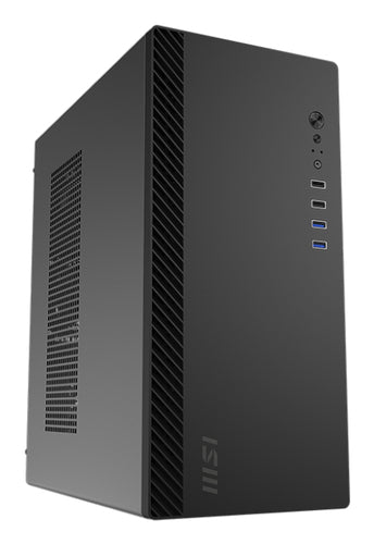 MSI PRO SHIELD M100P – sort PC-kabinet – kabinet set skråt forfra