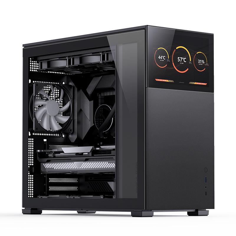 Jonsbo D41 Screen ATX Case, Tempered Glass - Sort