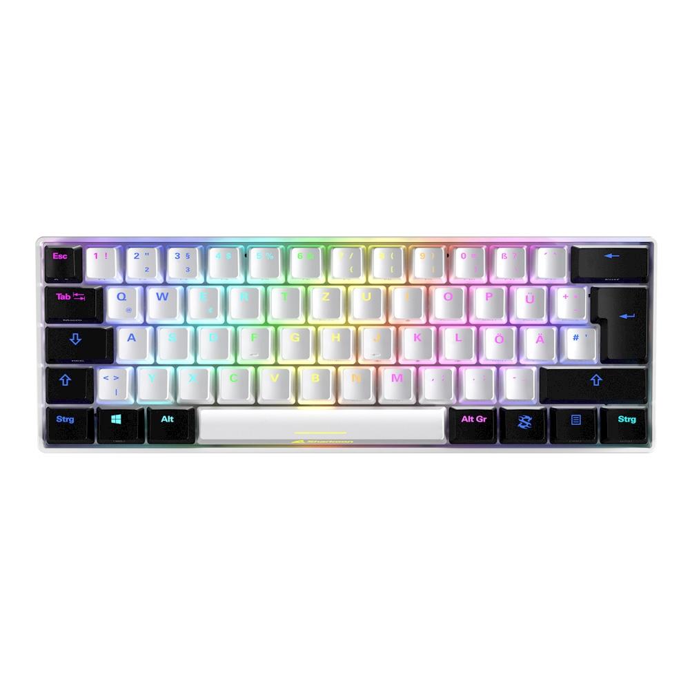 Hvidt Sharkoon SGK50 S4 tastatur med mørke funktionstaster og RGB