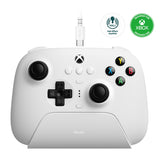 8BitDo Ultimate 3-mode Controller Xbox/PC Hvid – Hvid controller forfra med kabel