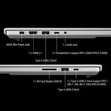 ASUS ROG Zephyrus G16 GU606AP-TB039W – detalje af tilslutninger; tastaturlayout illustrativt