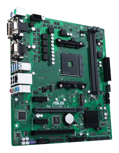 ASUS PRO A520M-C II/CSM set skråt fra siden