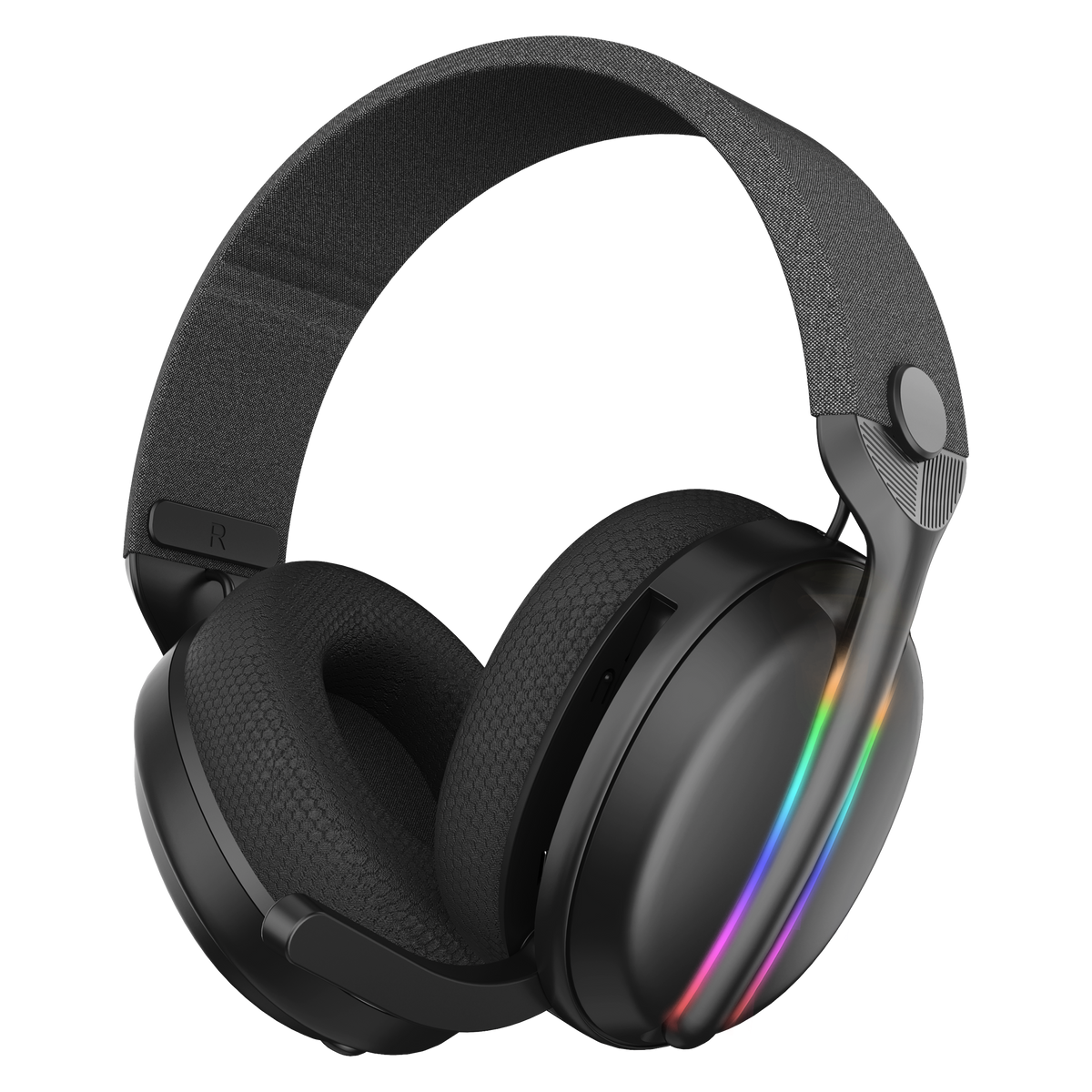 Subsonic Vektra – sort trådløst gamingheadset med RGB – siden med RGB