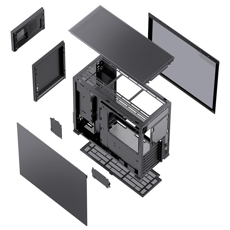 Jonsbo D41 Screen ATX Case, Tempered Glass - Sort