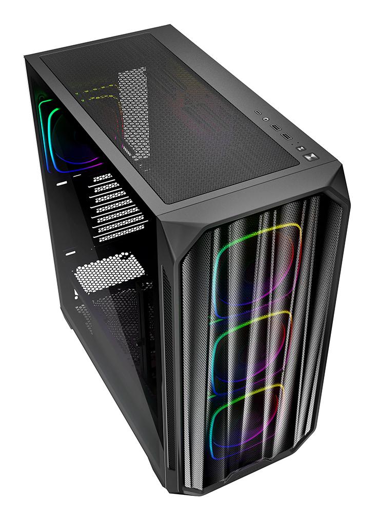Sharkoon AK5M RGB Black Mesh Front Tempered Glass 4x 120mm ARGB PWM Fans USB-C BTF ATX Gaming PC Case Sharkoon