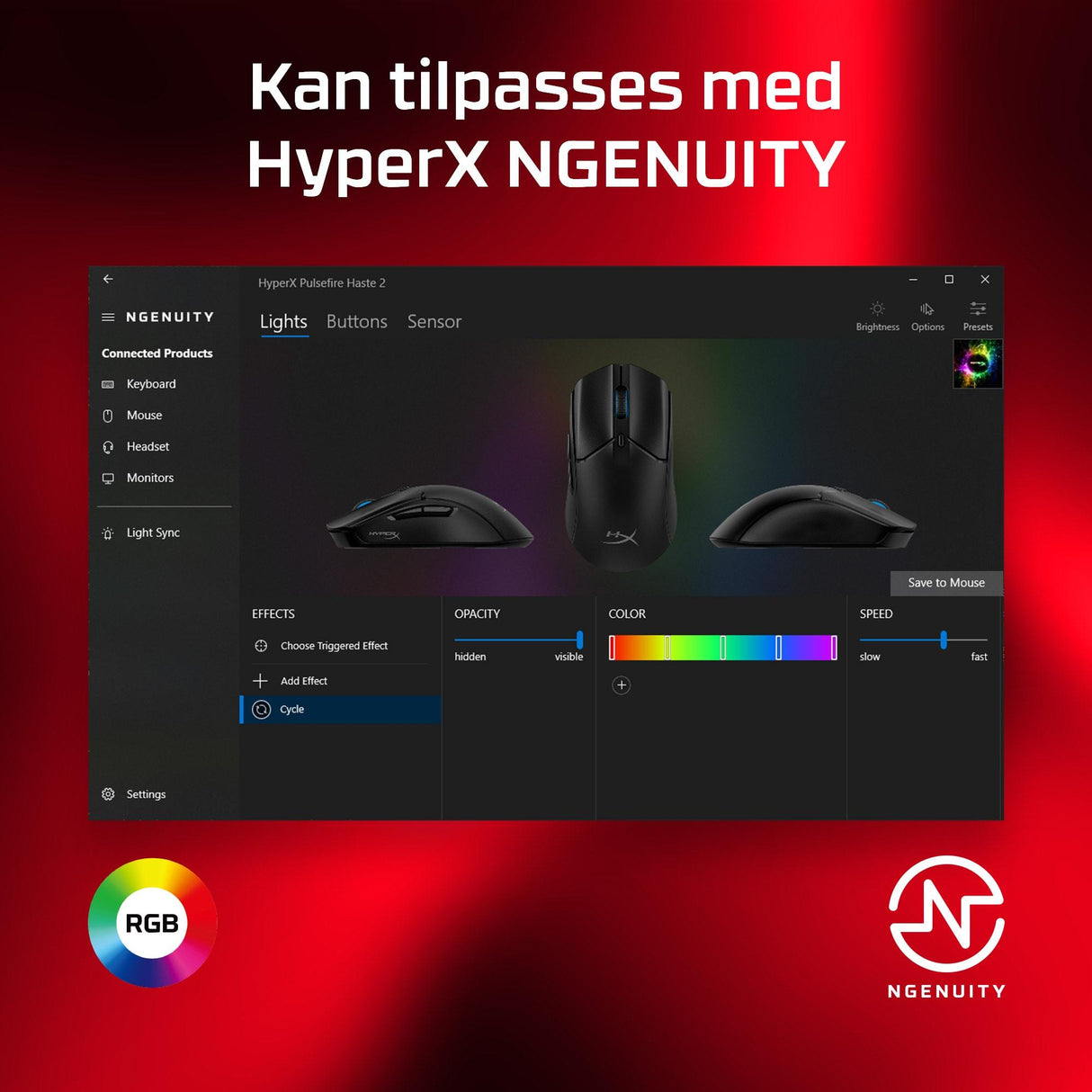 HyperX Pulsefire Haste 2 Optisk Kabling Hvid Hewlett-Packard