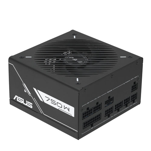 ASUS PRIME-750G – strømforsyning og ventilator set fra modsat vinkel