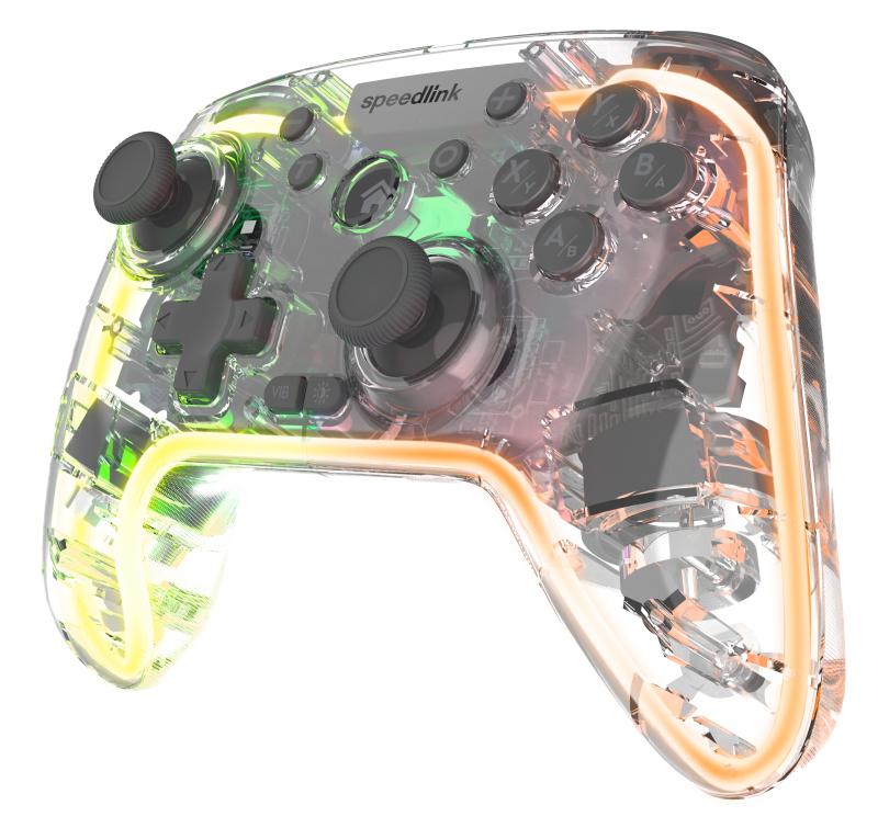 Speedlink - RAIT NX RGB Gamepad - Wireless/Wired - for PC/Android/Switch OLED/Lite, clear transparent Speedlink