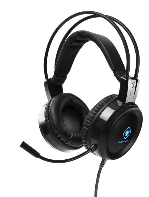 Deltaco - DH110 Stereo Gaming Headset - 50mm element - LED - Svart