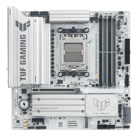 ASUS TUF GAMING B850M-PLUS WIFI7 W – hvidt bundkort set ovenfra
