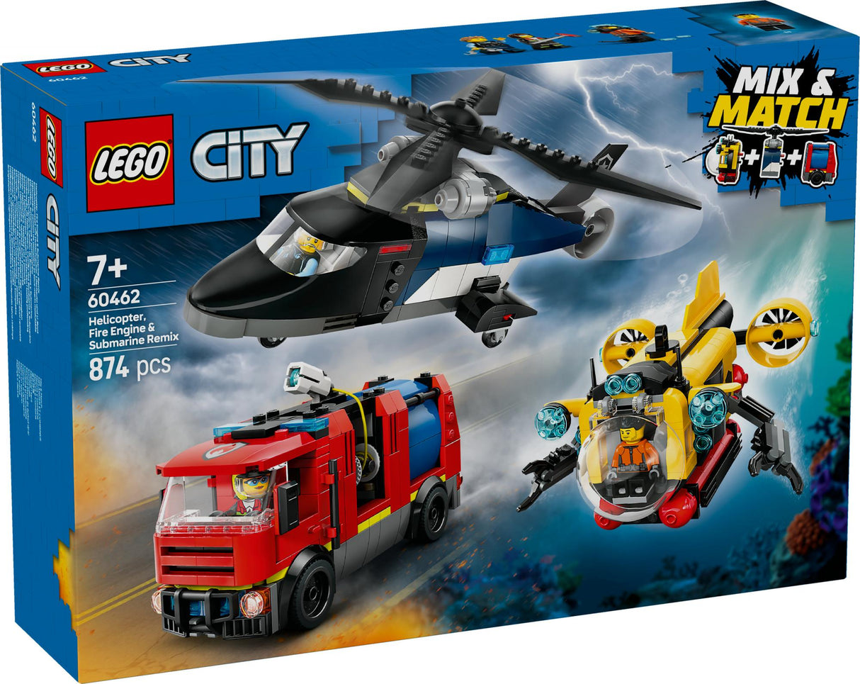 LEGO 60462 City Combination Set with Helicopter, Fire Truck and Submarine, Construction Toy LEGO