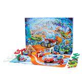 Hot Wheels julekalender 2026 – 10 biler og tilbehør – JLG41 – udfoldet kalender med biler og tilbehør