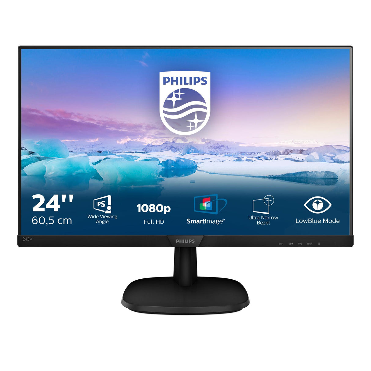 Philips V-line 243V7QDSB 24 1920 x 1080 (Full HD) DVI VGA (HD-15) HDMI 60Hz Philips