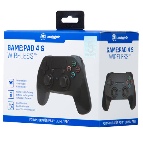 Snakebyte Game:Pad 4 S Wireless – sort controller til PS4 og PS3 – emballage, forside
