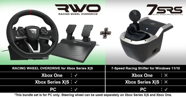 HORI Racing Wheel Overdrive + 7-Speed Racing Shifter – PC-bundle – produktfoto
