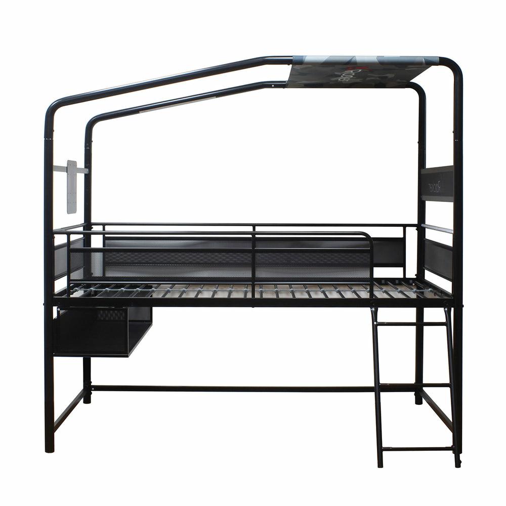 XROCKER CONTRA MID-SLEEPER GAMING BUNK BED WITH REVERSIBLE PROFILE - BLACK AND CAMO XROCKER