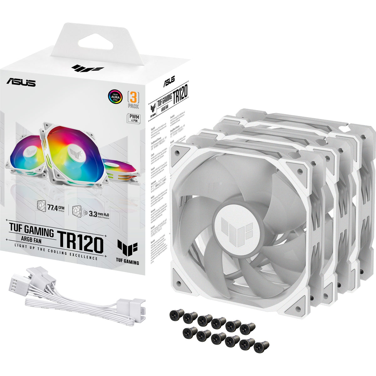 ASUS TUF GAMING TR120 ARGB – kabinetblæser – Hvid – 3-pak