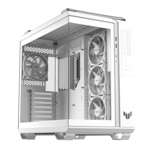 ASUS TUF Gaming GT502 Horizon ARGB – hvidt kabinet set skråt uden lys