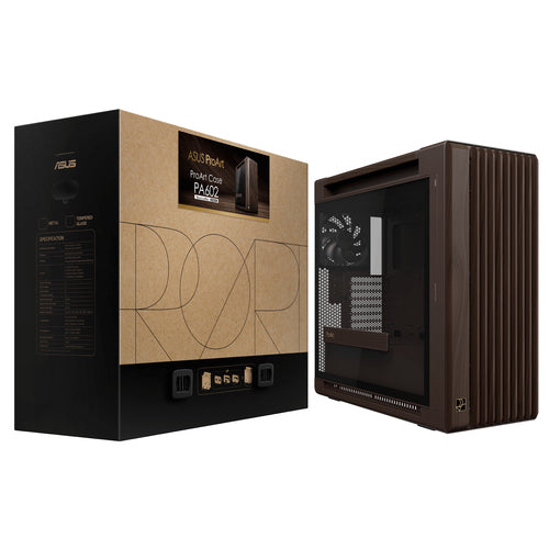 ASUS ProArt PA602 Wood Edition Retro Brown - Tempered Glass Panel – vist i en samlet opsætning