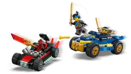 LEGO NINJAGO 71840 – Rogue mod Drix: Action-racerløb – blå og sort racerbil med figurer