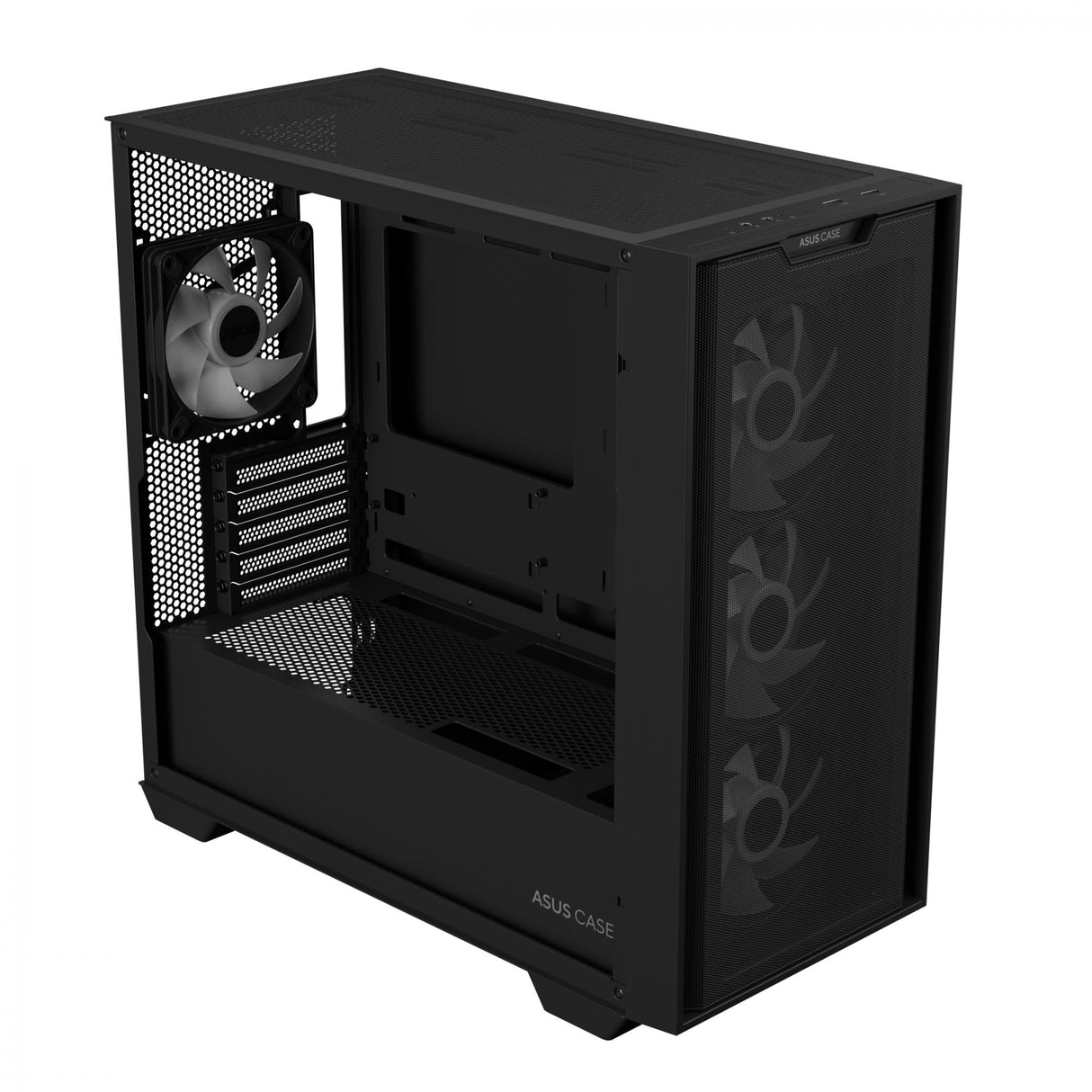 ASUS A21 PLUS mATX Case with 4 Pre-installed ARGB Fans, BTF support - Black ASUS