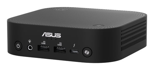 ASUS NUC 14 Pro AI Slim set forfra med USB-porte, lydstik og Copilot-knap