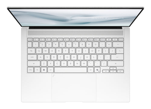 ASUS Zenbook S14 UX5406AA-SU236W Copilot+ PC – taster og arbejdsflade set ovenfra; tastaturlayout illustrativt