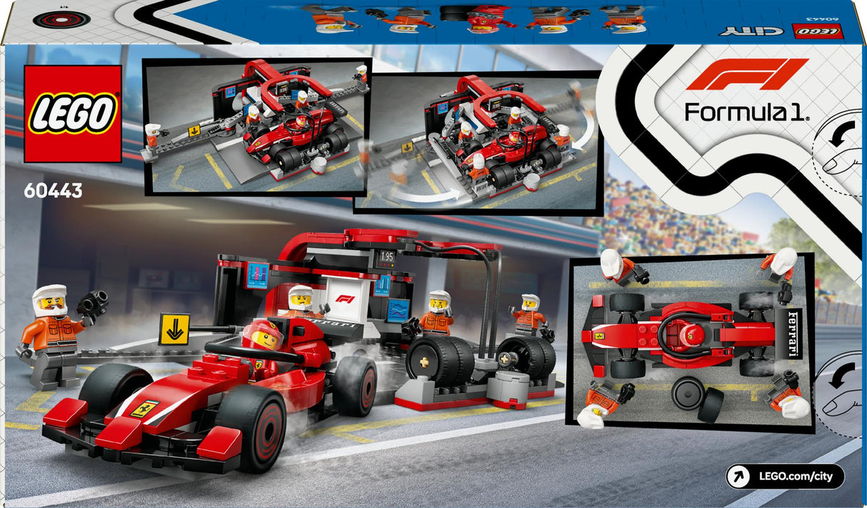LEGO 60443 City F1 Pit Stop with Pit Crew and Ferrari Racer, Construction Toy LEGO