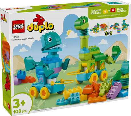 LEGO 10451 DUPLO Town Dinosaurs on Wheels 3-in-1 Set, Construction Toy LEGO