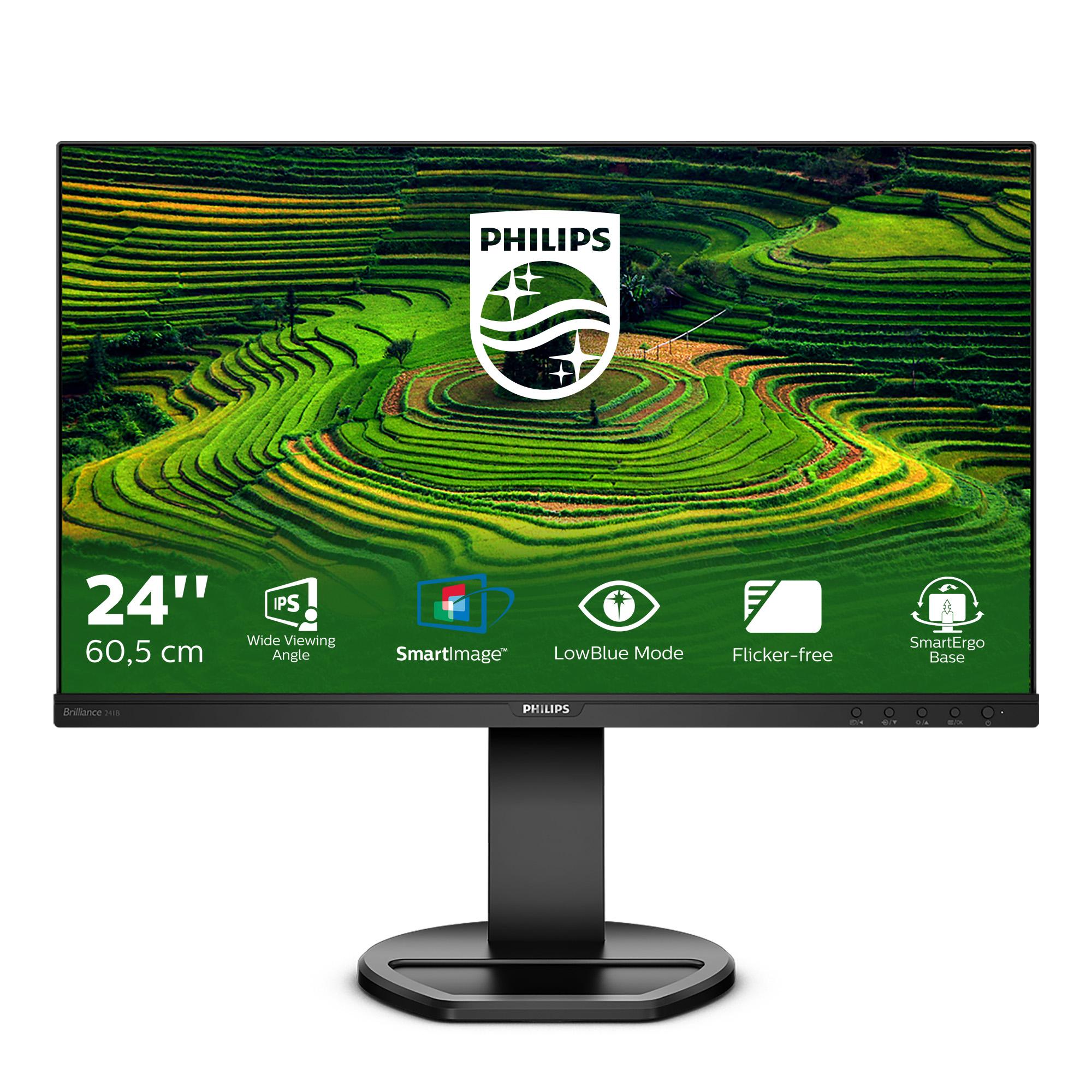 Philips B Line 241B8QJEB 24 1920 x 1080 (Full HD) DVI VGA (HD-15) HDMI DisplayPort 75Hz Pivot Skærm Philips