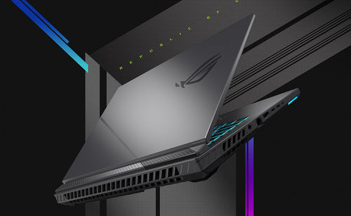 ASUS ROG Strix G16 G614FP-S5062W – nærbillede af produktets detaljer (vinkel 2); tastaturlayout illustrativt