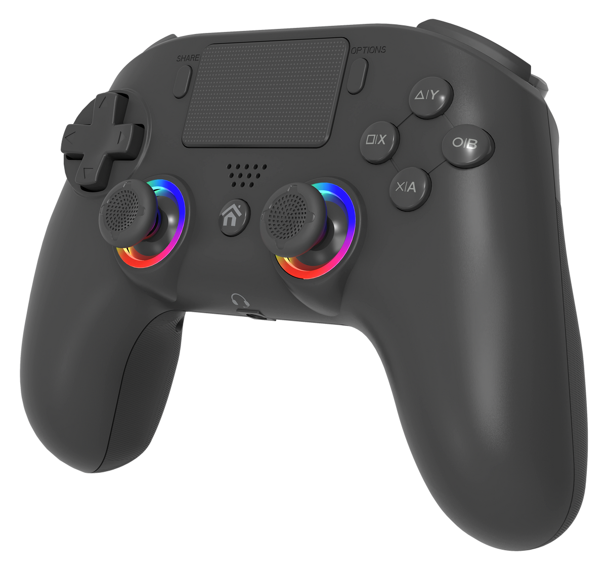 Subsonic – sort trådløs LED-controller til PS4 og PC – set skråt fra siden
