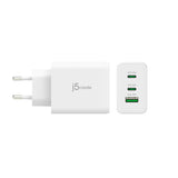 j5create 65 W GaN-oplader – 2×USB-C og USB-A – EU – Side med USB-porte